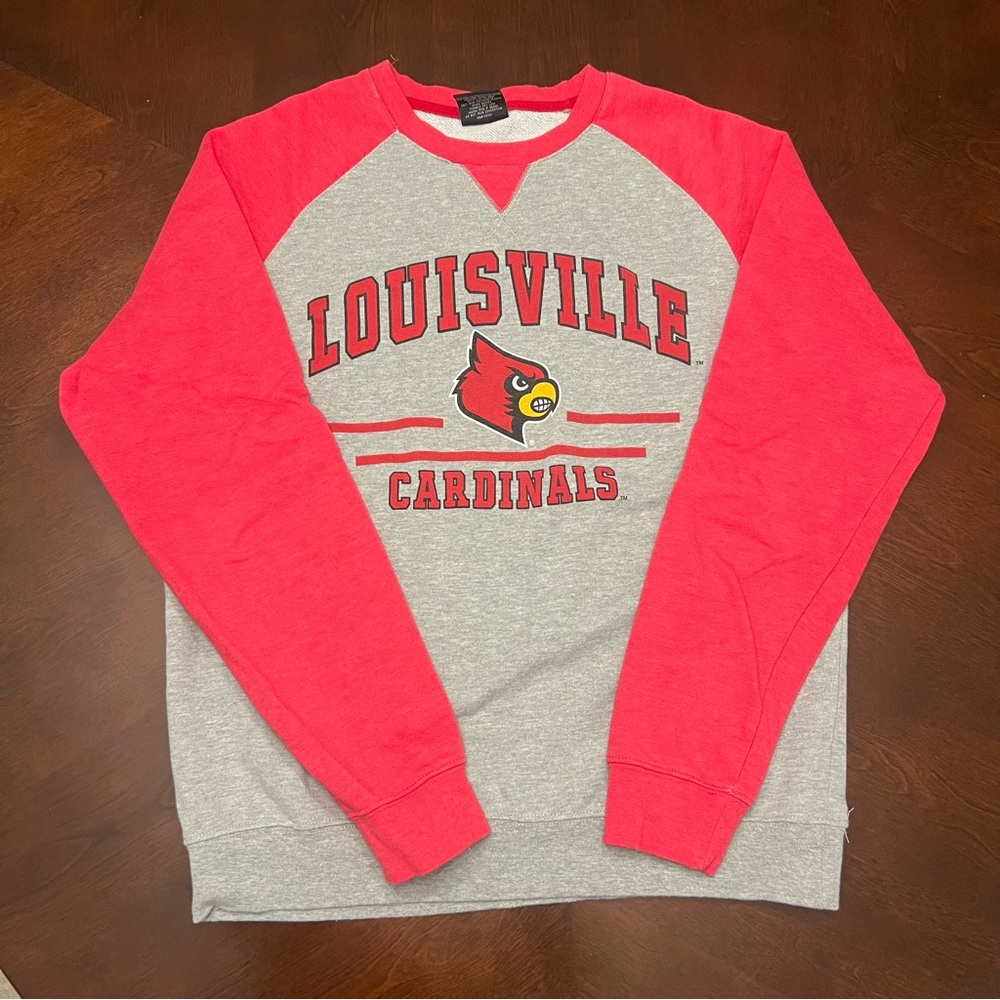 Louisville Large Cardinals Red & Gray Crewneck